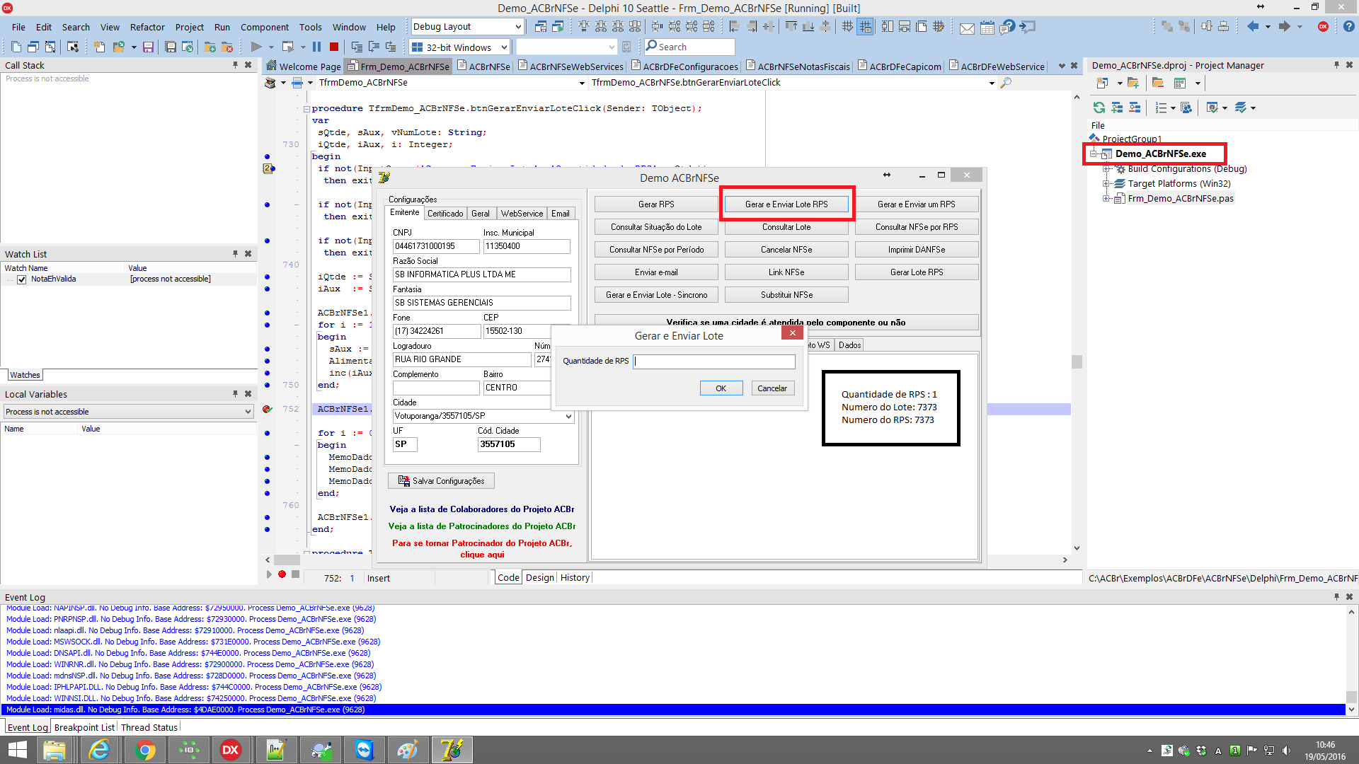 NFSe Elotech - Rejeicao S29 e S3 - ACBrNFSe - Projeto ACBr