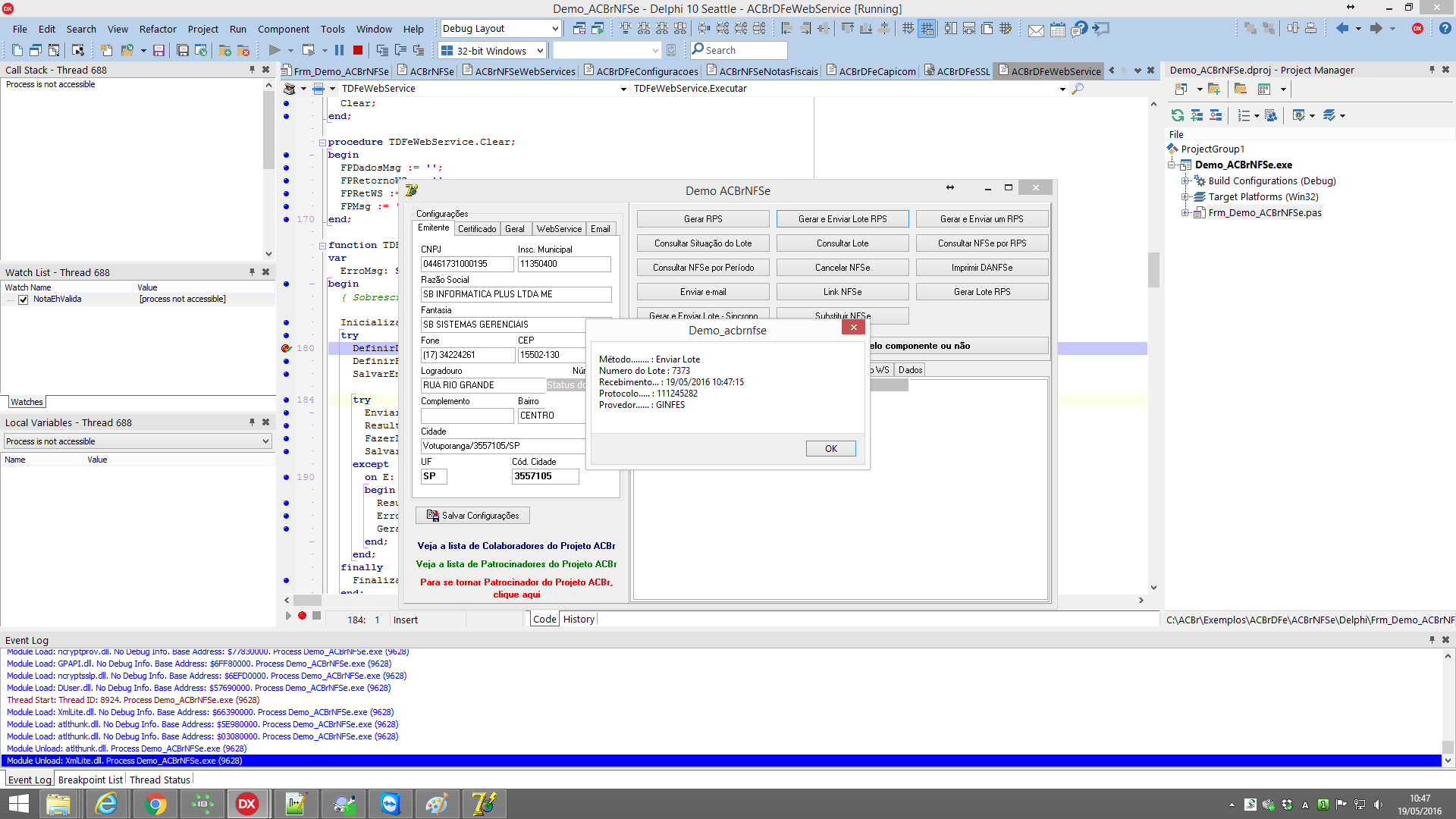 NFSe Elotech - Rejeicao S29 e S3 - ACBrNFSe - Projeto ACBr