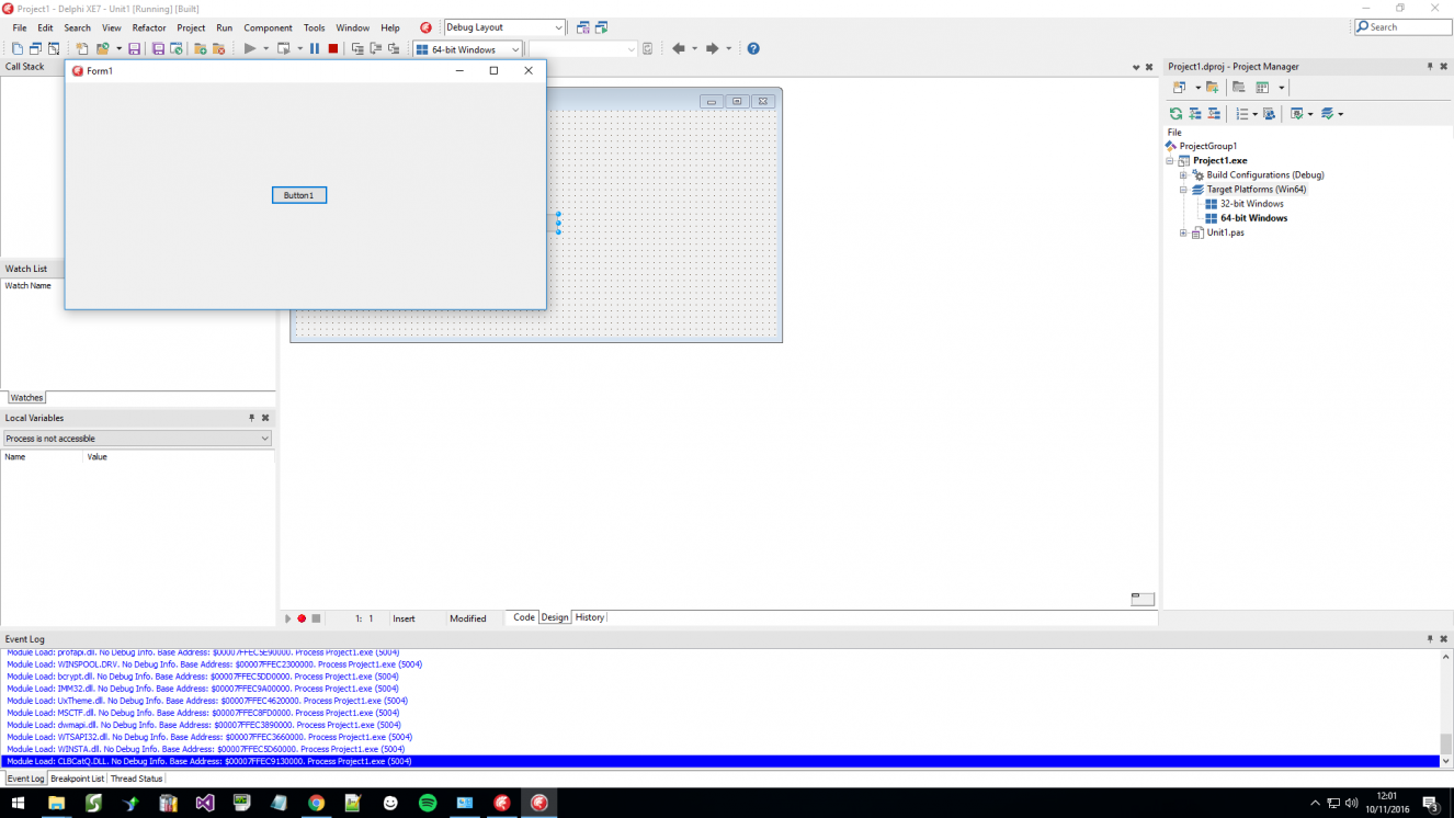 Delhpi XE7 com Windows 10 compilando normal na plataforma 64.png