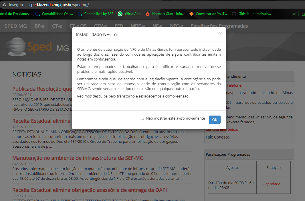 NFCe sefaz-MG: <?xml version='1.0' encoding='UTF-8'?><S:Envelope  xmlns:S=  xmlns=  - NFC-e - Nota Fiscal do