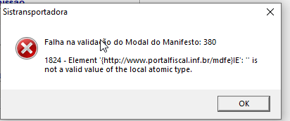 Hospitalidade - TOTVS Backoffice (Linha CMNET) - FF - Como resolver o erro  1824 - Element '{  is not a valid  value of the local atomic type – Central de Atendimento